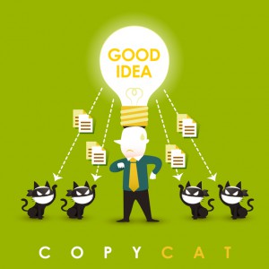 flat design vector illustration concept of copycat