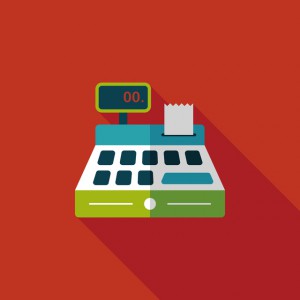 shopping cash register flat icon with long shadow,eps10