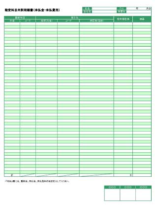 勘定科目内訳明細書(未払金・未払費用)