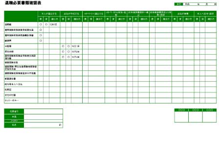 無料で使える退職必要書類確認表