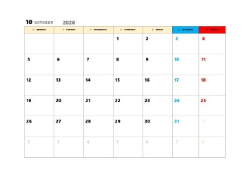 無料で使える今月カレンダースケジュール管理テンプレート 2020年10月 ビジネス書式テンプレート 経費削減実行委員会