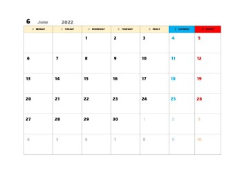 無料で使える今月カレンダースケジュール管理テンプレート 22年6月 ビジネス書式テンプレート 経費削減実行委員会