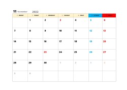無料で使える翌月カレンダースケジュール管理テンプレート|2022年11月