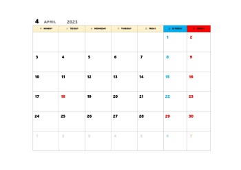 無料で使える今月カレンダースケジュール管理テンプレート|2023年4月