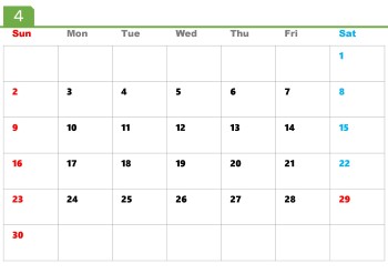 無料で使える今月のカレンダースケジュールテンプレート【日曜始まり】|2023年4月