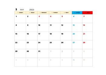 無料で使える今月カレンダースケジュール管理テンプレート|2023年5月