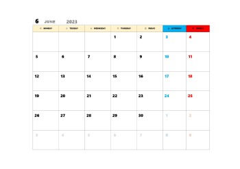 無料で使える翌月カレンダースケジュール管理テンプレート|2023年6月