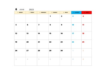 無料で使える今月カレンダースケジュール管理テンプレート|2023年6月
