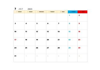 無料で使える翌月カレンダースケジュール管理テンプレート|2023年7月