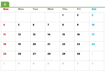 無料で使える今月のカレンダースケジュールテンプレート【日曜始まり】|2023年6月