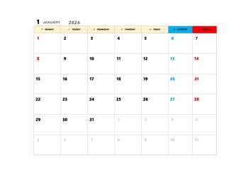 無料で使える翌月カレンダースケジュール管理テンプレート|2024年1月