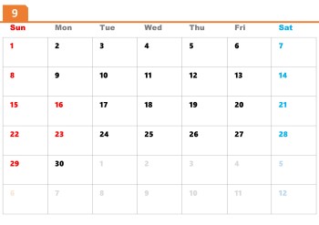 無料で使える今月のカレンダースケジュールテンプレート【日曜始まり】|2024年9月