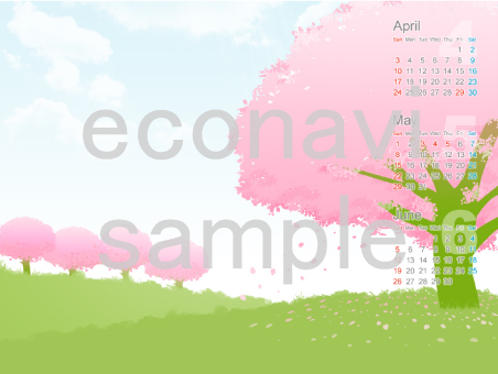 カレンダー壁紙(桜)(2011年4～6月)