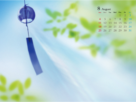 カレンダー壁紙(風鈴)(8月)